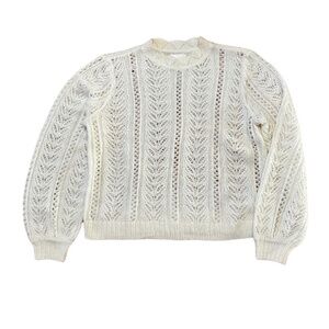 LC Lauren Conrad Pointelle Openwork Long Sleeve Sweater – Ivory - Plus Size XXL